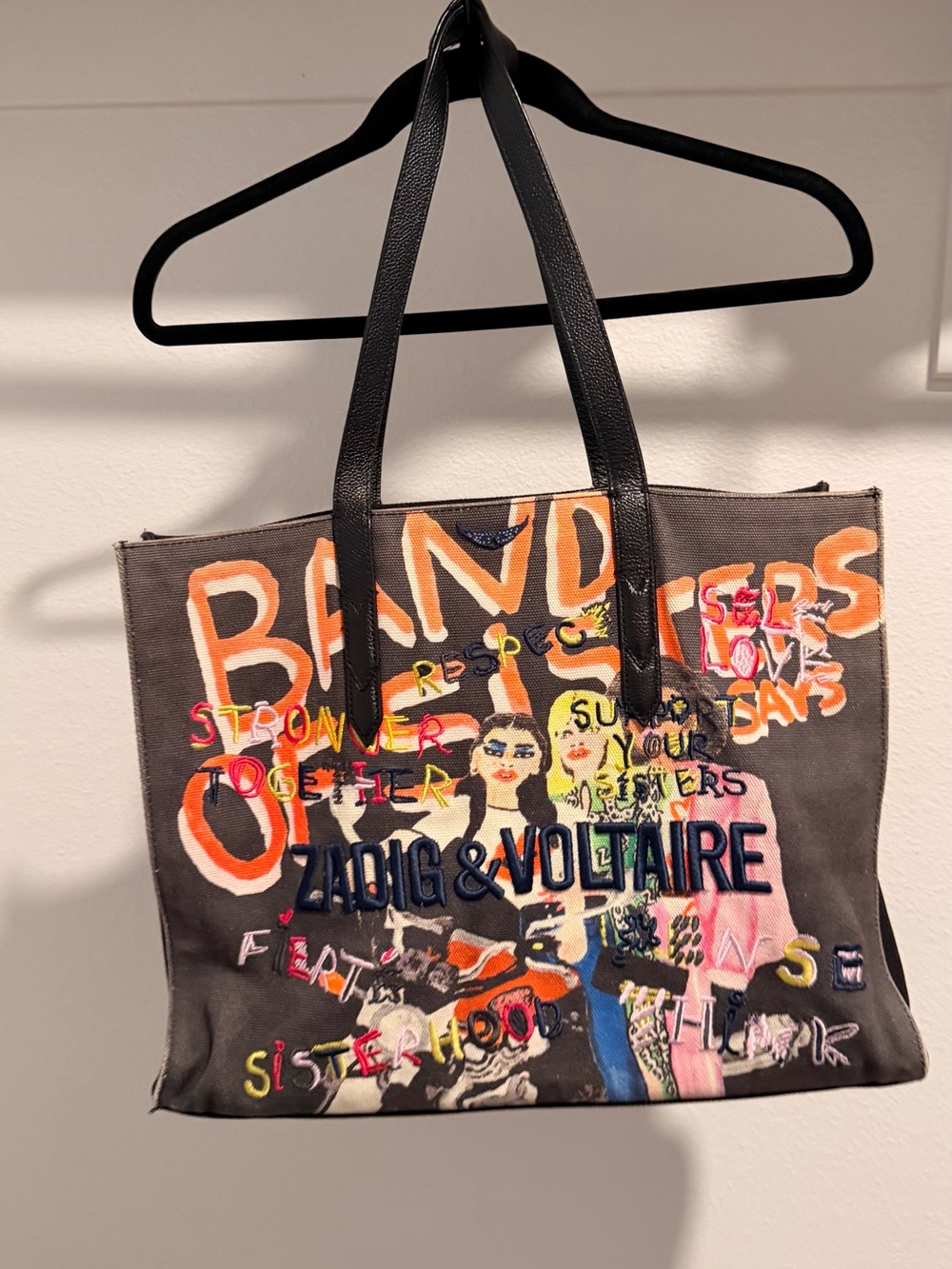 Zadig & Voltaire Multicolor Graphic Canvas Tote with Black Handles